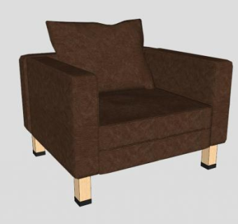 棕色布艺沙发单人椅SU模型下载_sketchup草图大师SKP模型