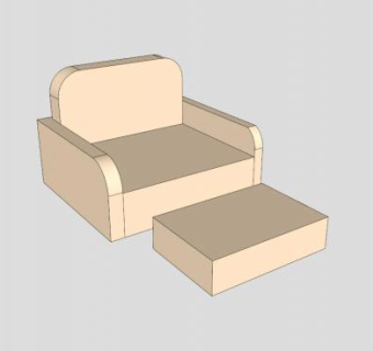 黄色布艺沙发带腿座单人座席沙发SU模型下载_sketchup草图大师SKP模型