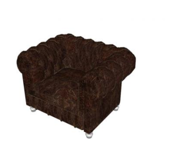 棕色欧式沙发肯辛顿椅SU模型下载_sketchup草图大师SKP模型