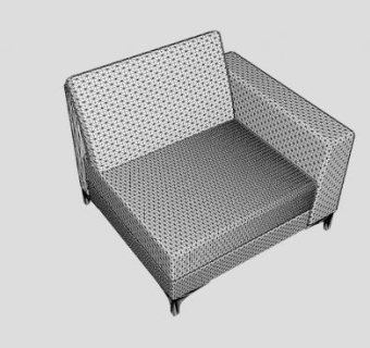 白色单人沙发卢卡一个胳膊沙发SU模型下载_sketchup草图大师SKP模型