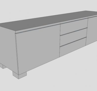 宜家风白色家具电视柜SU模型下载_sketchup草图大师SKP模型