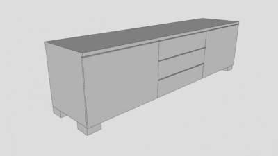 宜家风白色家具电视柜SU模型下载_sketchup草图大师SKP模型