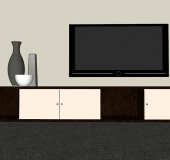 宜家黑白电视柜改装电视长柜SU模型下载_sketchup草图大师SKP模型