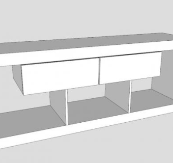 奈良白色电视柜SU模型下载_sketchup草图大师SKP模型