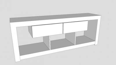 奈良白色电视柜SU模型下载_sketchup草图大师SKP模型