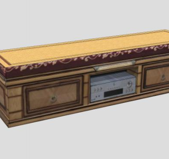 简欧金色电视机柜SU模型下载_sketchup草图大师SKP模型