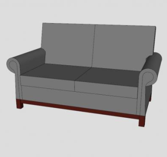 灰色经典双人沙发SU模型下载_sketchup草图大师SKP模型