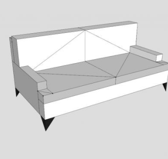 白色双人沙发睡椅SU模型下载_sketchup草图大师SKP模型