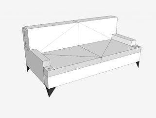 <em>白色</em>双人沙发睡椅SU模型下载_sketchup草图大师SKP模型