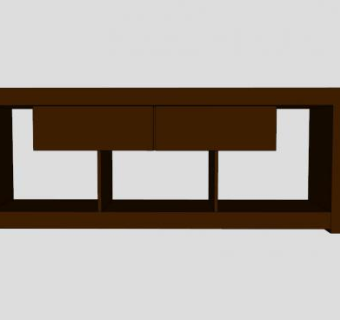 奈良棕色电视桌SU模型下载_sketchup草图大师SKP模型