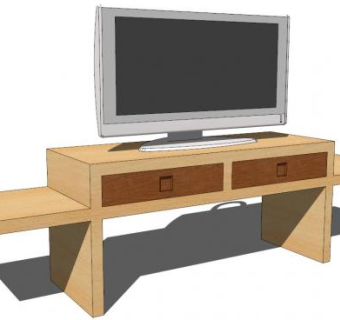 浅棕色电视机柜SU模型下载_sketchup草图大师SKP模型