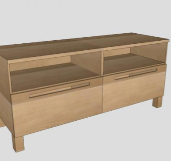 宜家棕色电视柜SU模型下载_sketchup草图大师SKP模型