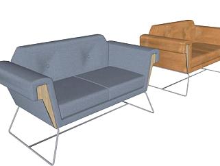 霍芙俱乐部双人沙发接待椅SU模型下载_sketchup草图大师SKP模型