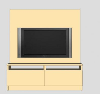 黄色电视柜SU模型下载_sketchup草图大师SKP模型