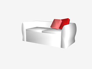 现代风白色双人沙发SU模型下载_sketchup草图大师SKP模型