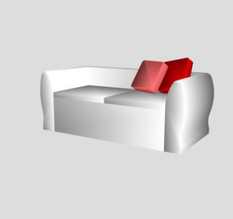 现代风白色双人沙发SU模型下载_sketchup草图大师SKP模型