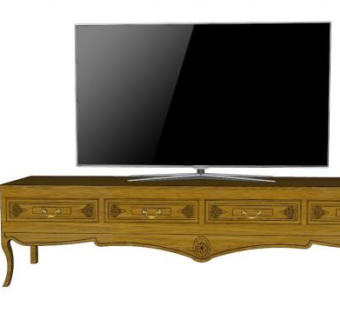 金色电视柜SU模型下载_sketchup草图大师SKP模型