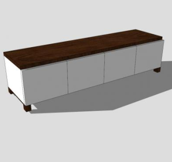 宜家白色与棕色的电视柜SU模型下载_sketchup草图大师SKP模型