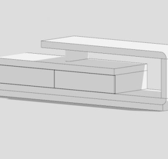 白色电视柜2个抽屉SU模型下载_sketchup草图大师SKP模型