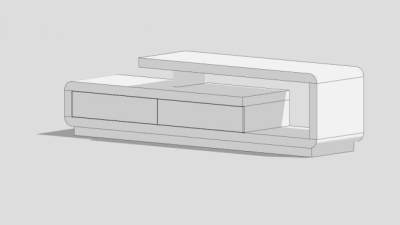 白色电视柜2个抽屉SU模型下载_sketchup草图大师SKP模型