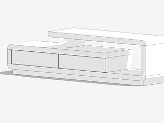 白色电视柜2个抽屉SU模型下载_sketchup草图大师SKP模型