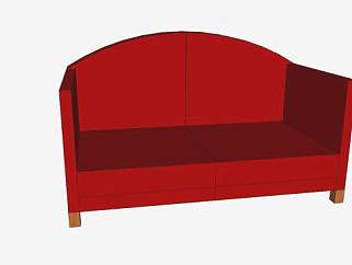 红色休闲沙发双人沙发SU模型下载_sketchup草图大师SKP模型