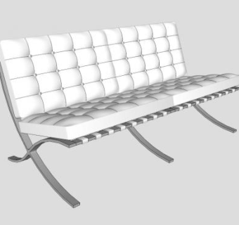 真皮沙发巴萨风格双人沙发SU模型下载_sketchup草图大师SKP模型