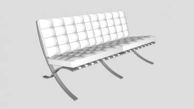 真皮沙发巴萨风格双人沙发SU模型下载_sketchup草图大师SKP模型