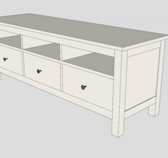 白色电视柜带抽屉SU模型下载_sketchup草图大师SKP模型