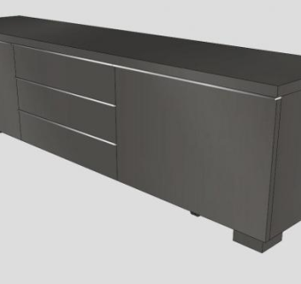 灰色简约风格电视柜SU模型下载_sketchup草图大师SKP模型