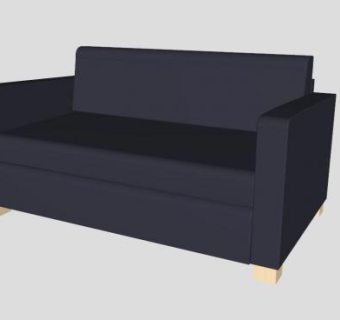 宜家风黑色双人沙发SU模型下载_sketchup草图大师SKP模型