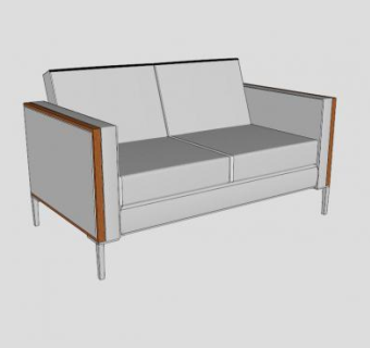 Y60休息室白色双人沙发SU模型下载_sketchup草图大师SKP模型