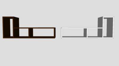 白色和棕色的电视柜SU模型下载_sketchup草图大师SKP模型