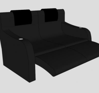 影院沙发黑色座椅双人沙发SU模型下载_sketchup草图大师SKP模型