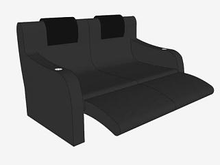 影院沙发黑色座椅双人沙发SU模型下载_sketchup草图大师SKP模型