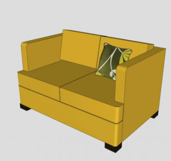 黄色双人沙发布艺沙发SU模型下载_sketchup草图大师SKP模型