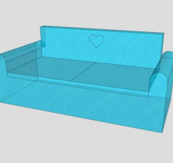玻璃透明双人沙发SU模型下载_sketchup草图大师SKP模型