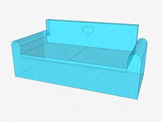 玻璃透明双人沙发SU模型下载_sketchup草图大师SKP模型