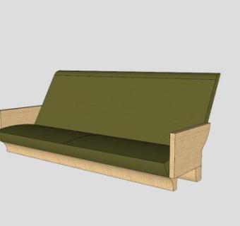 实木沙发双人沙发绿色坐垫沙发SU模型下载_sketchup草图大师SKP模型