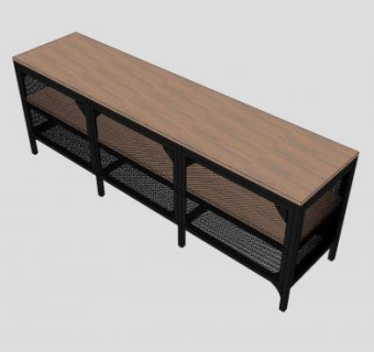 棕色简欧电视柜SU模型下载_sketchup草图大师SKP模型