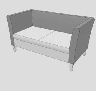 白色沙发低聚双人沙发SU模型下载_sketchup草图大师SKP模型