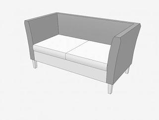 白色沙发低聚双人沙发SU模型下载_sketchup草图大师SKP模型