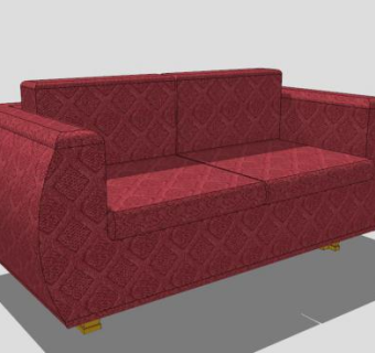 红色布艺沙发双人沙发SU模型下载_sketchup草图大师SKP模型