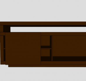 深棕色电视柜SU模型下载_sketchup草图大师SKP模型