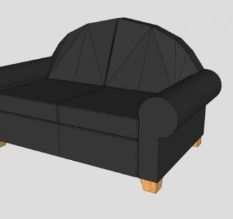 简欧沙发黑色双人沙发SU模型下载_sketchup草图大师SKP模型