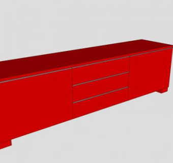 宜家红色电视柜SU模型下载_sketchup草图大师SKP模型