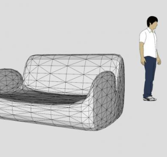 复古双人沙发扶手椅座椅SU模型下载_sketchup草图大师SKP模型