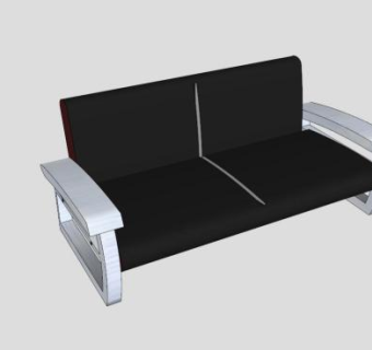 黑色金属扶手双人沙发SU模型下载_sketchup草图大师SKP模型