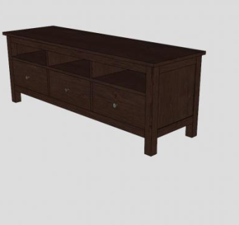 黑褐色实木电视柜SU模型下载_sketchup草图大师SKP模型