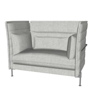 现代米兰锈黑色双人小沙发SU模型下载_sketchup草图大师SKP模型